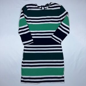 French Connection Striped Dress Womens 8 Green Navy Good Shoulder Pad Mini
